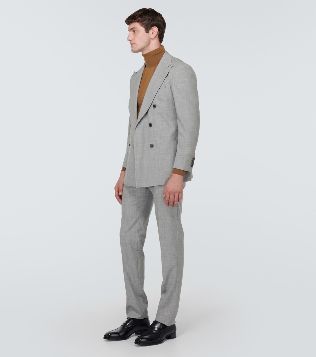 Double-breasted wool jacket in grey - Kiton | Mytheresa
