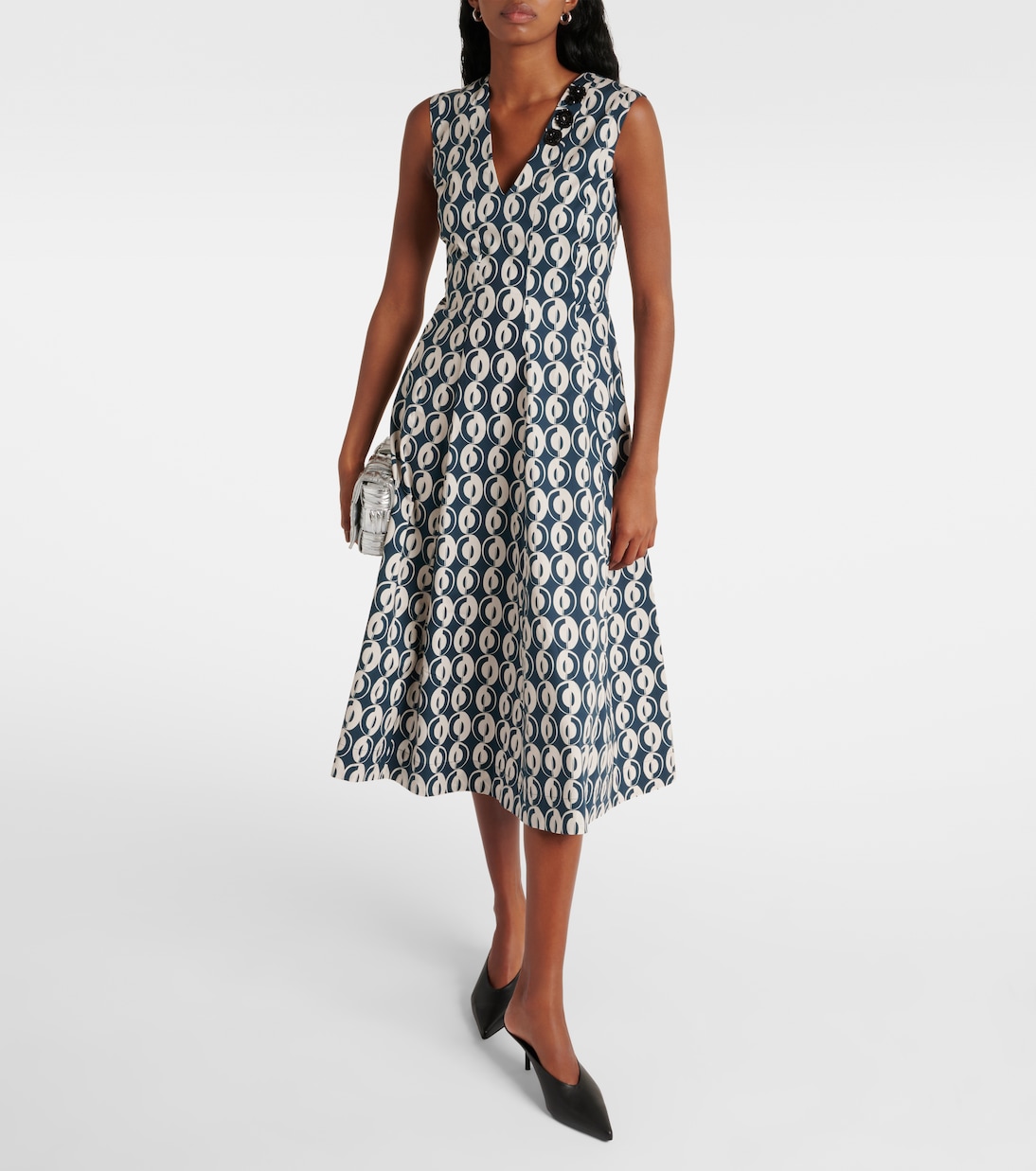Ovidio cotton-blend poplin midi dress in multicoloured - S Max 