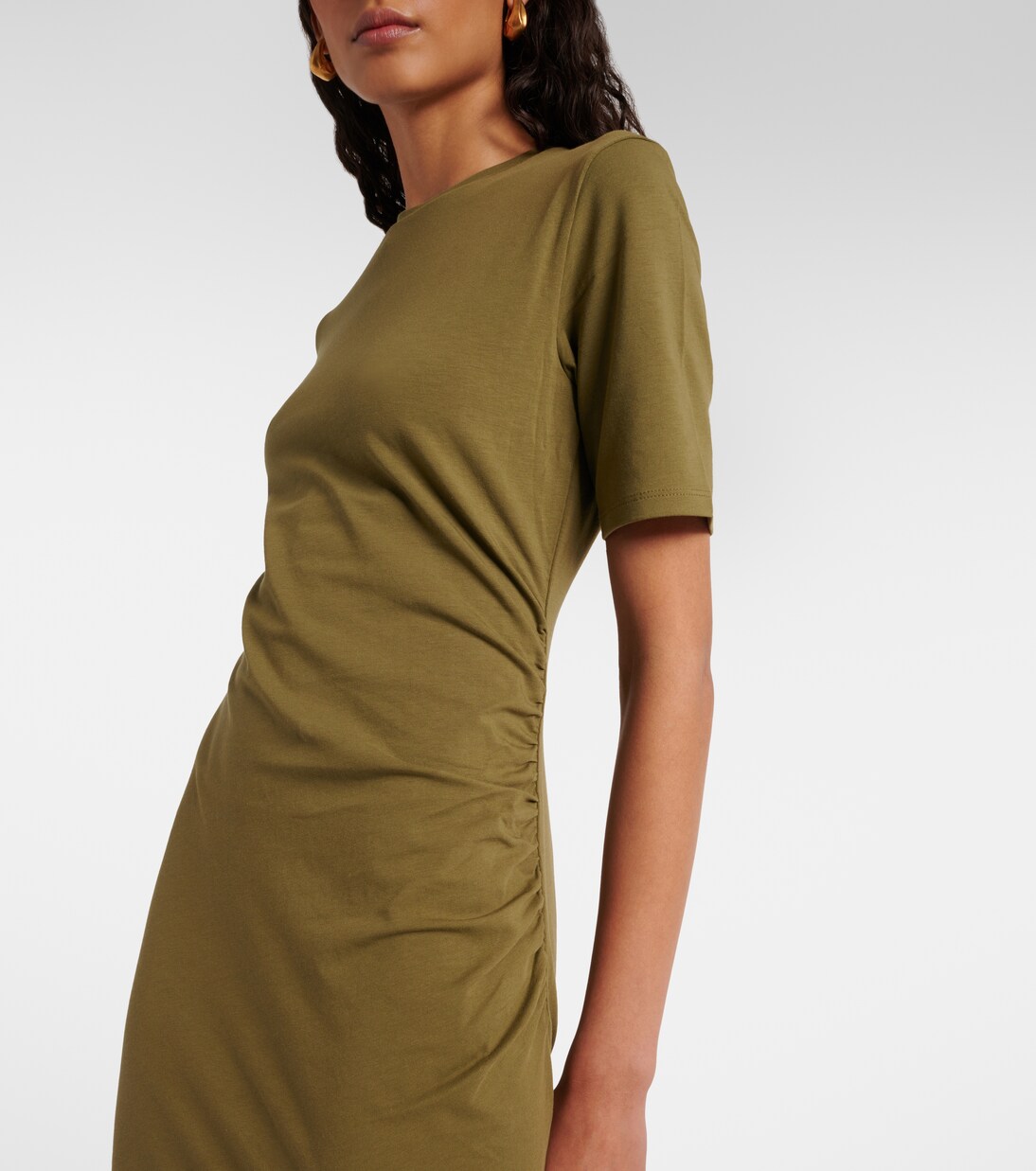 Cottonblend jersey midi dress in green Vince Mytheresa