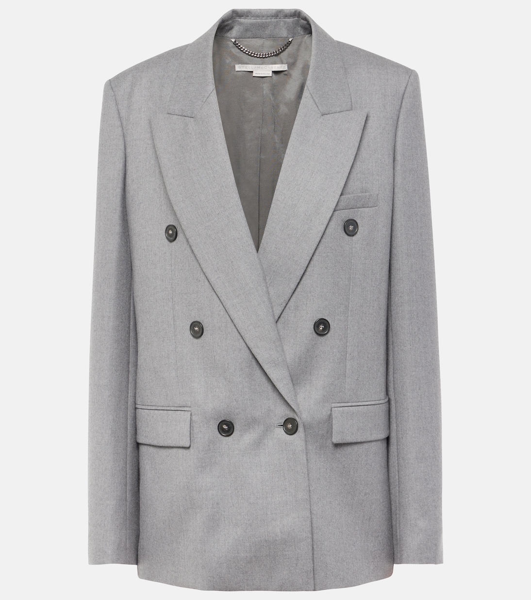 Double-breasted wool flannel blazer in grey - Stella Mc Cartney 