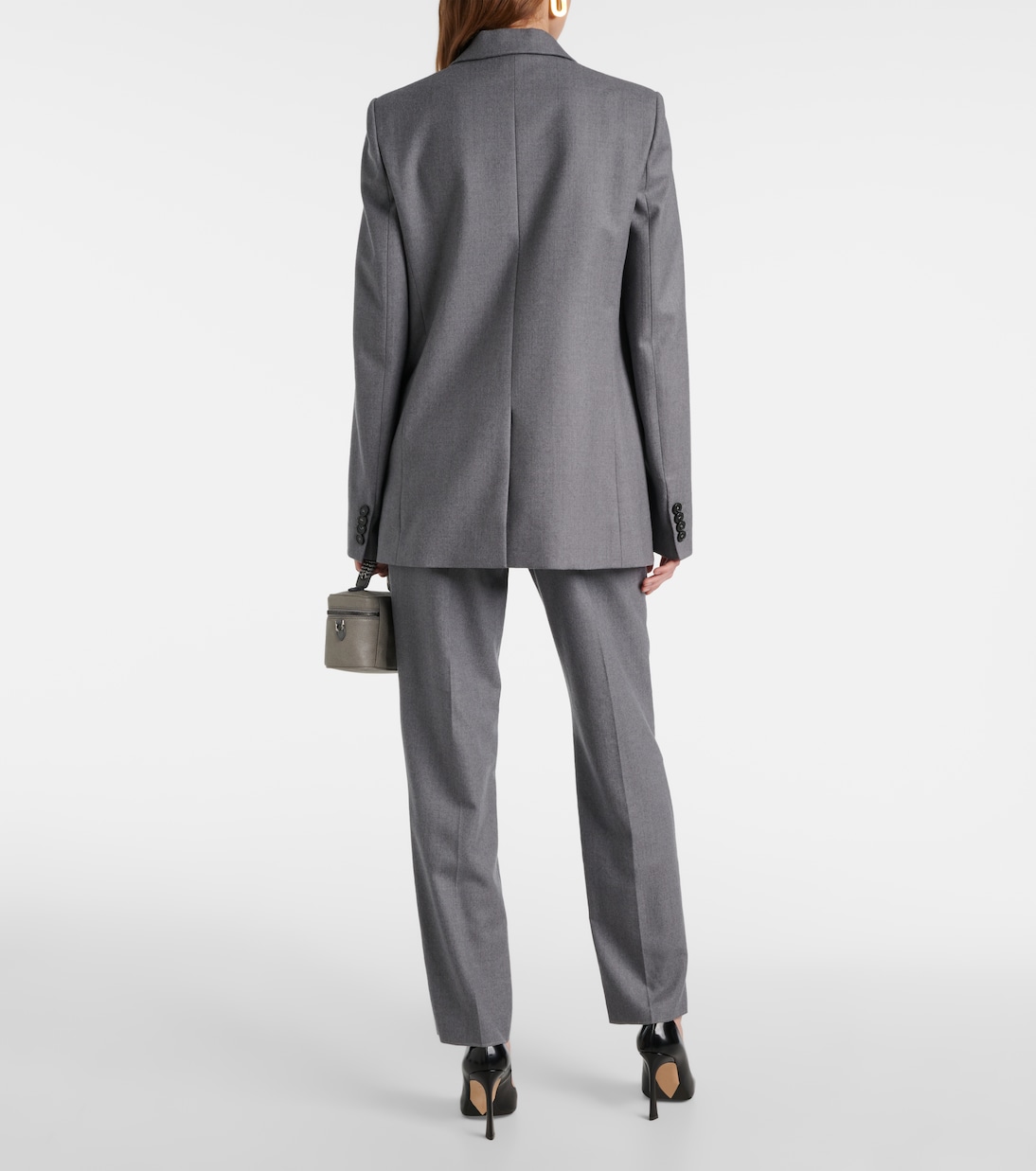 Double-breasted wool flannel blazer in grey - Stella Mc Cartney 