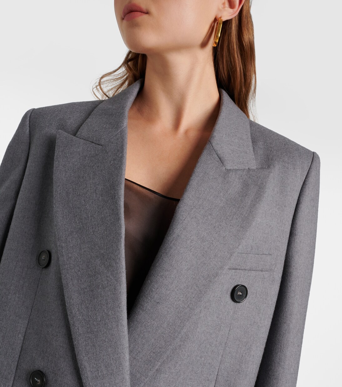 Double-breasted wool flannel blazer in grey - Stella Mc Cartney 