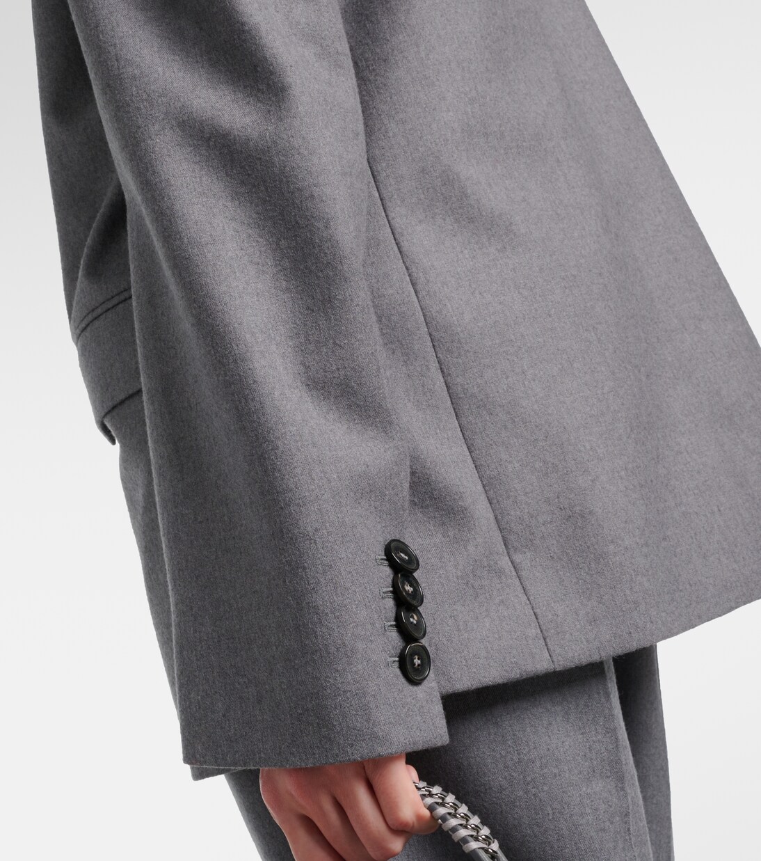 Double-breasted wool flannel blazer in grey - Stella Mc Cartney 