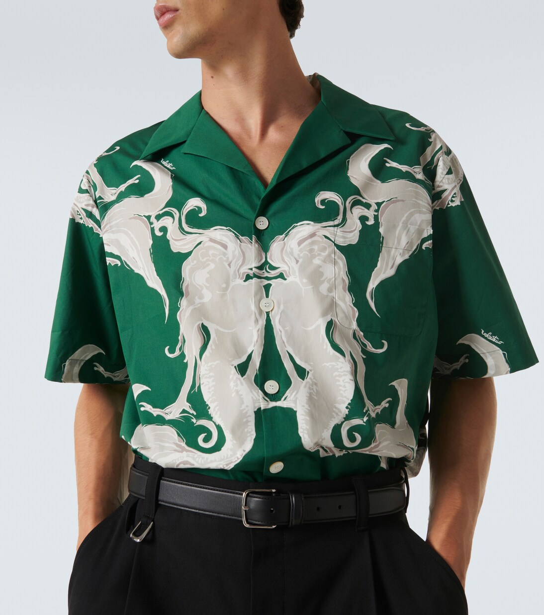 Brush Arrow Poplin Bowling Shirt 600076142wht main image 1