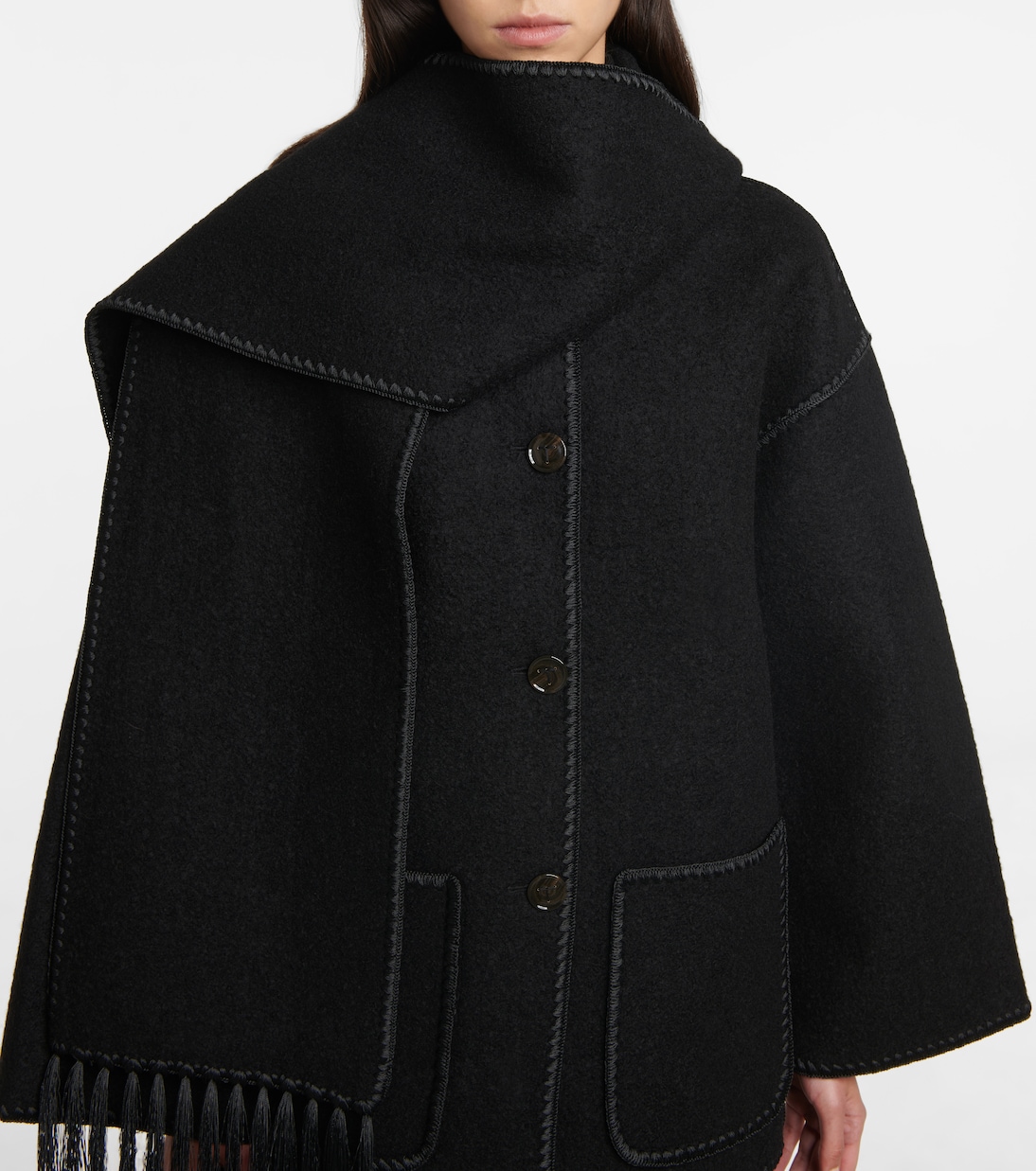Bestickte Jacke aus einem Wollgemisch in Schwarz - Toteme | Mytheresa