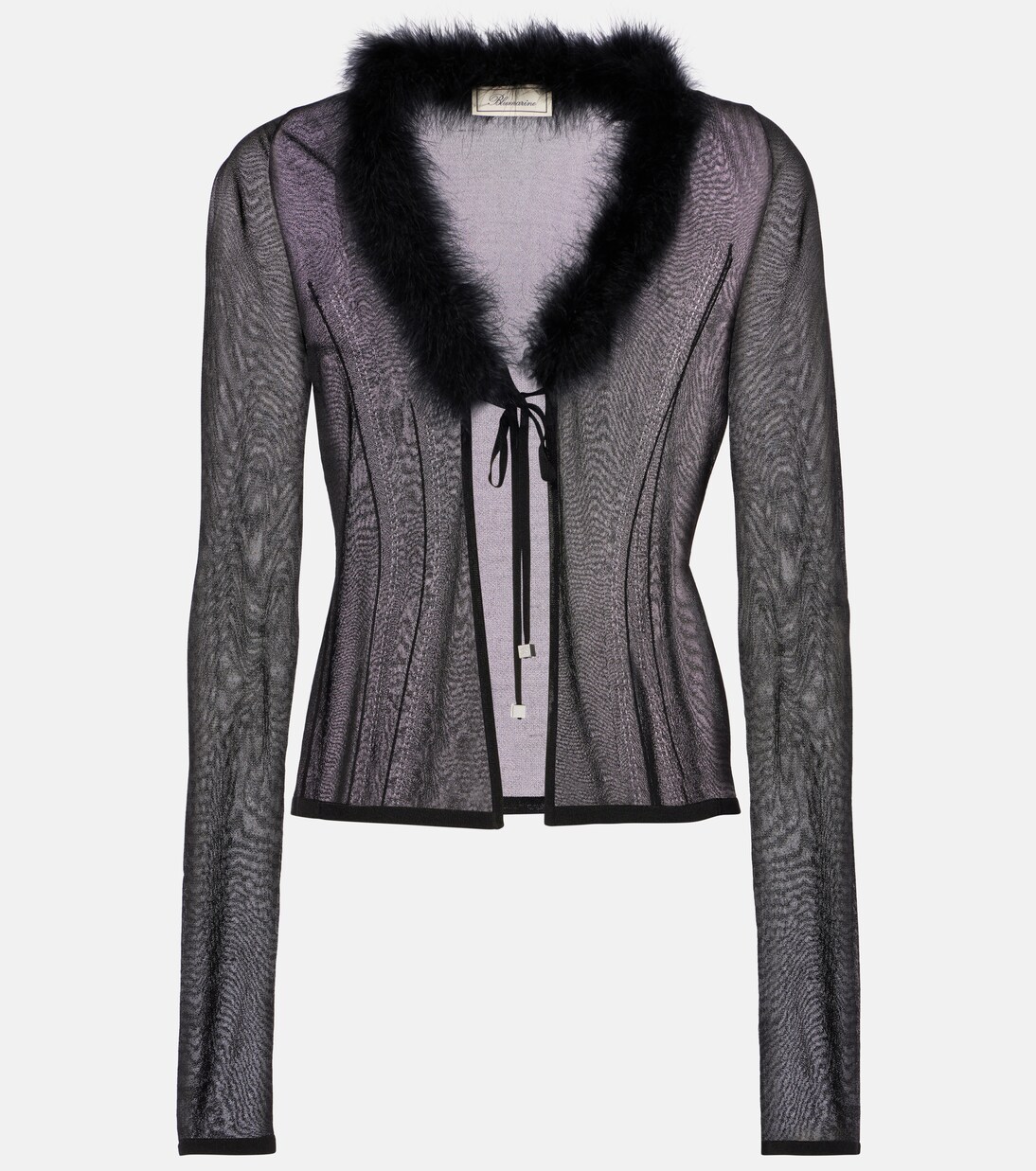 Women’s Feather-Trim Elegant Button Cardigan