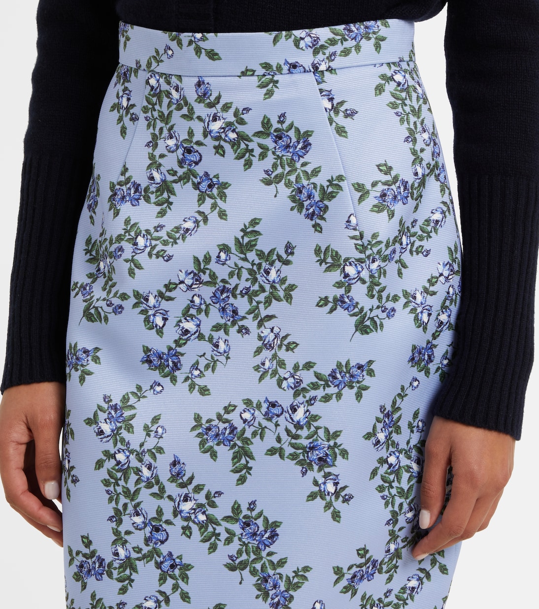 Emilia Floral Elasticated Waist Skirt in Red main image 1
