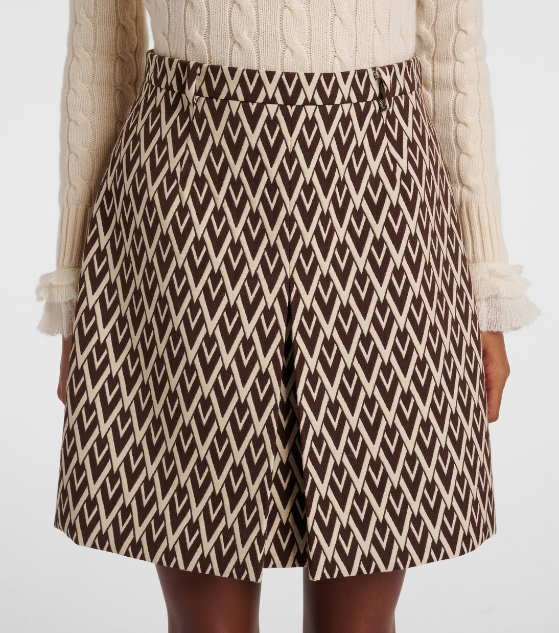 Valentino Black White Short Dress In Toute La V Jacquard