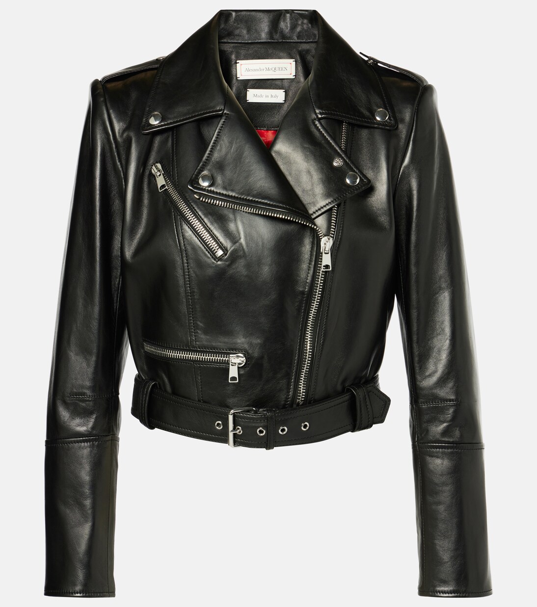 HORSEHIDE CROPPED ESSEX BLACK LEATHER BIKER JACKET