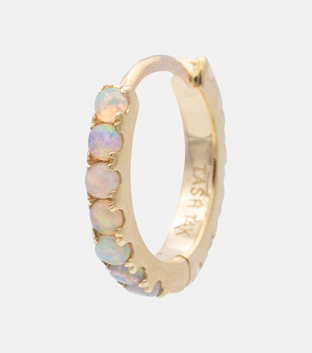 18kt gold single hoop earring with opal and diamonds | Maria Tash