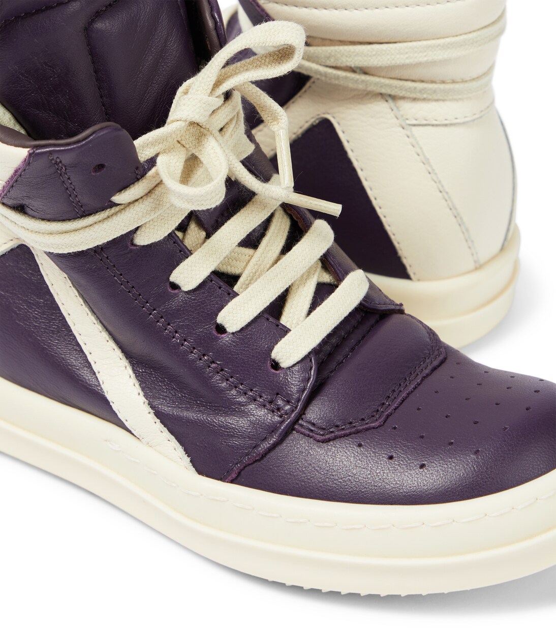 High-Top Sneakers Geobasket aus Leder in Grau - Rick Owens Kids  
