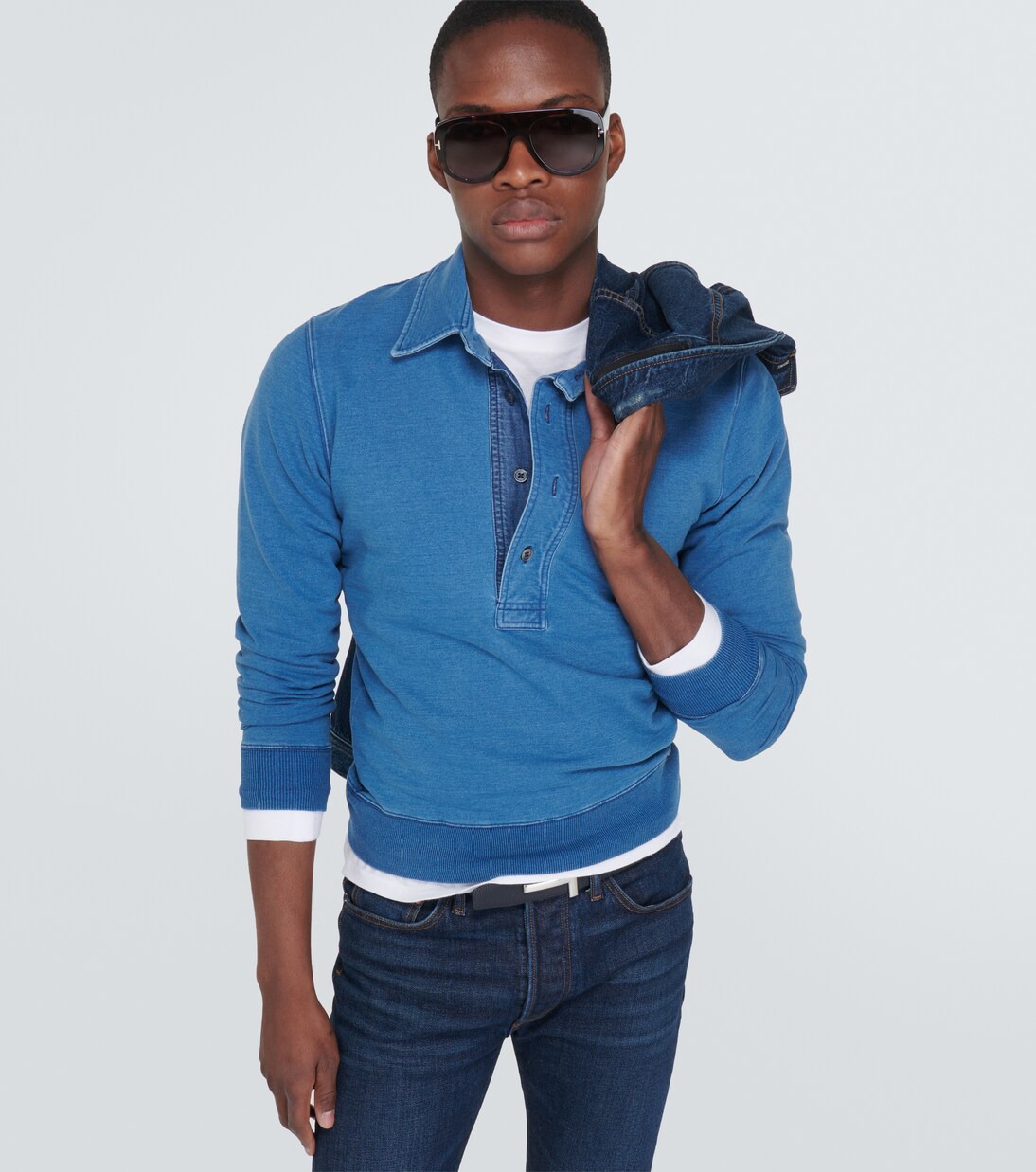 Tom Ford Blue Cotton Polo Shirt main image 0