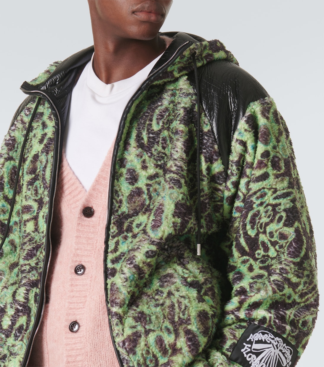 Printed fleece jacket in green Acne Studios Mytheresa