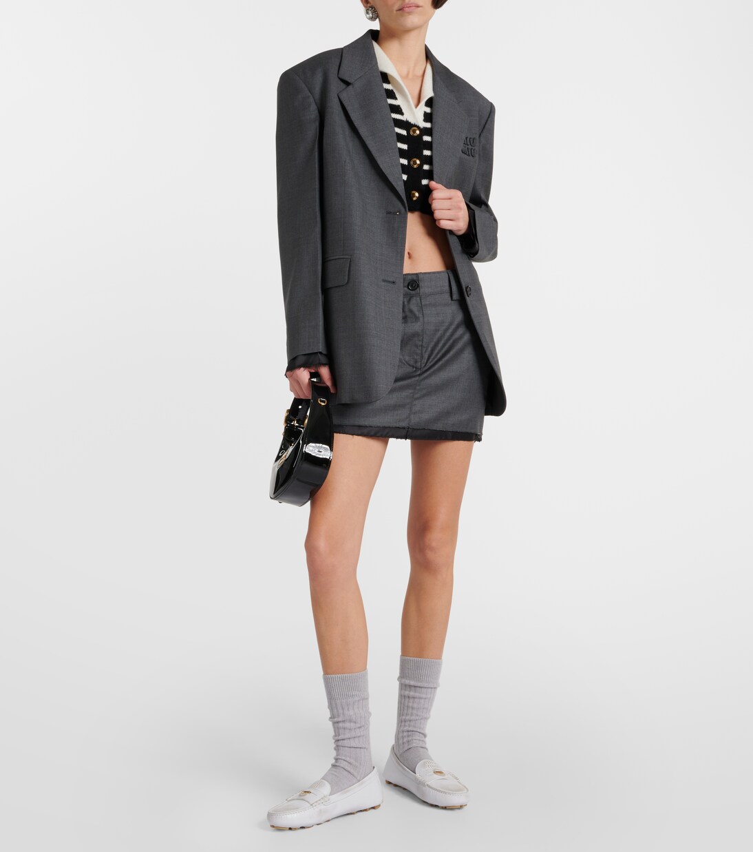 Miu Loafers T-Strap White Cowhide