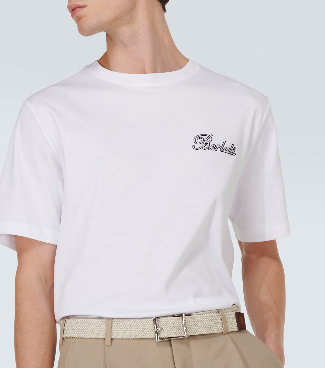 Thabor embroidered cotton jersey T-shirt in white - Berluti 