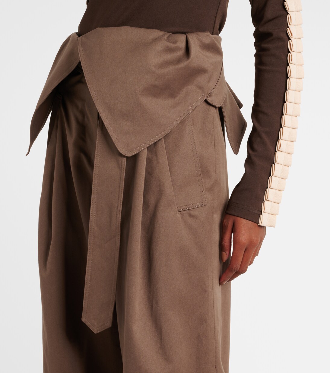 Studded Twill Wide-Leg Pants