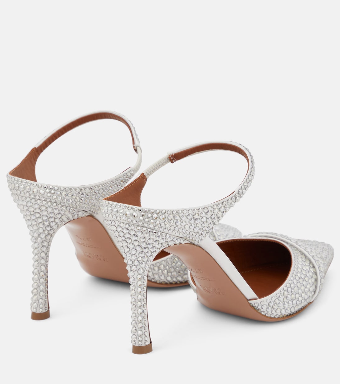 Uma 90 embellished satin mules in silver - Malone Souliers | Mytheresa 