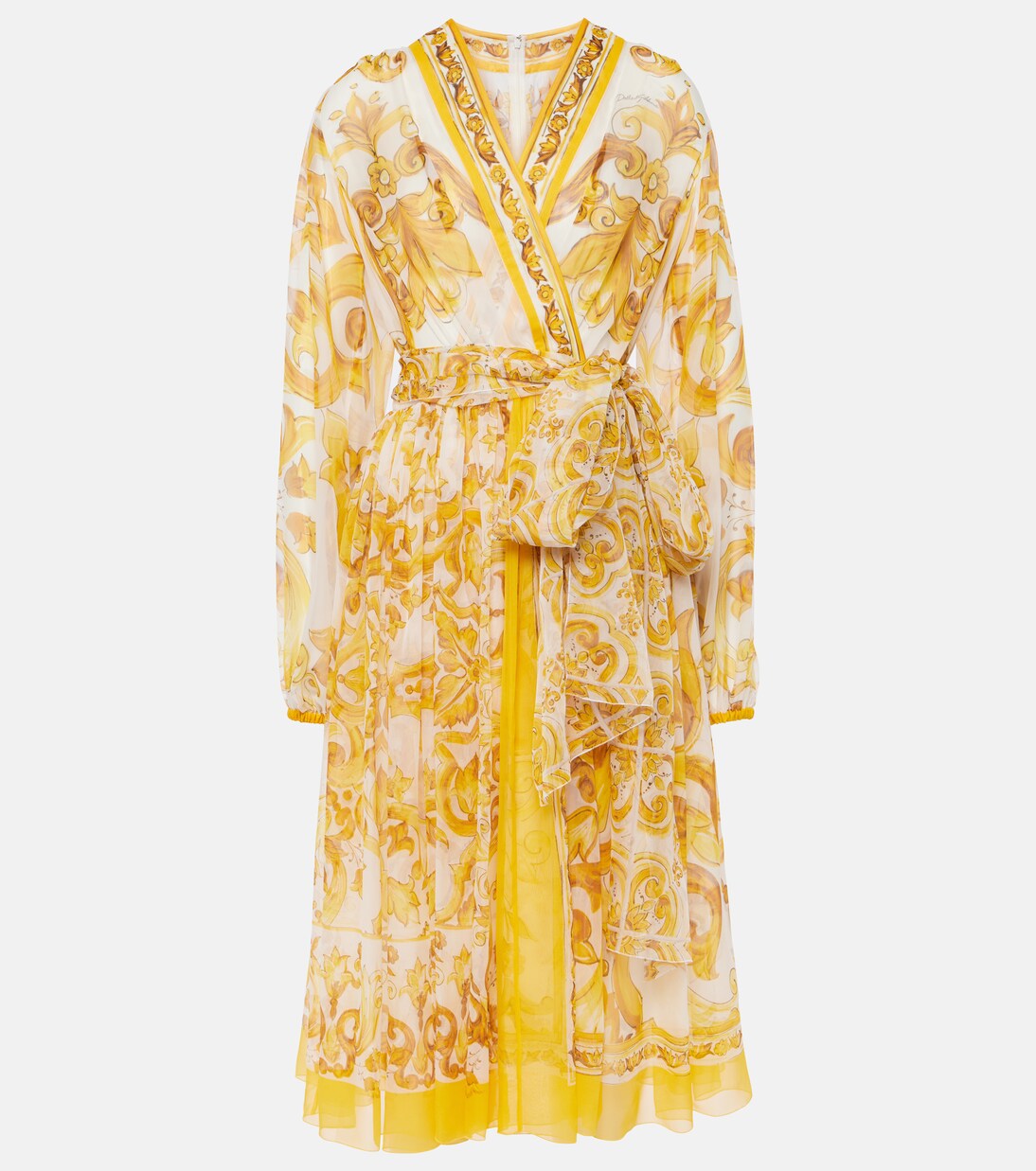 Dolce & Gabbana Yellow One Shoulder Slit Sheath Midi Dress