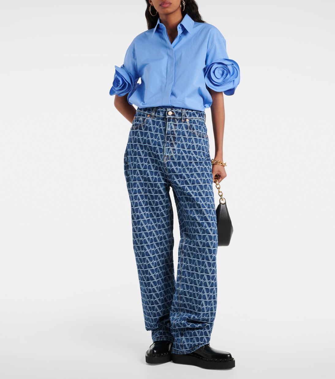 Toile Iconographe wide-leg jeans in blue - Valentino | Mytheresa 