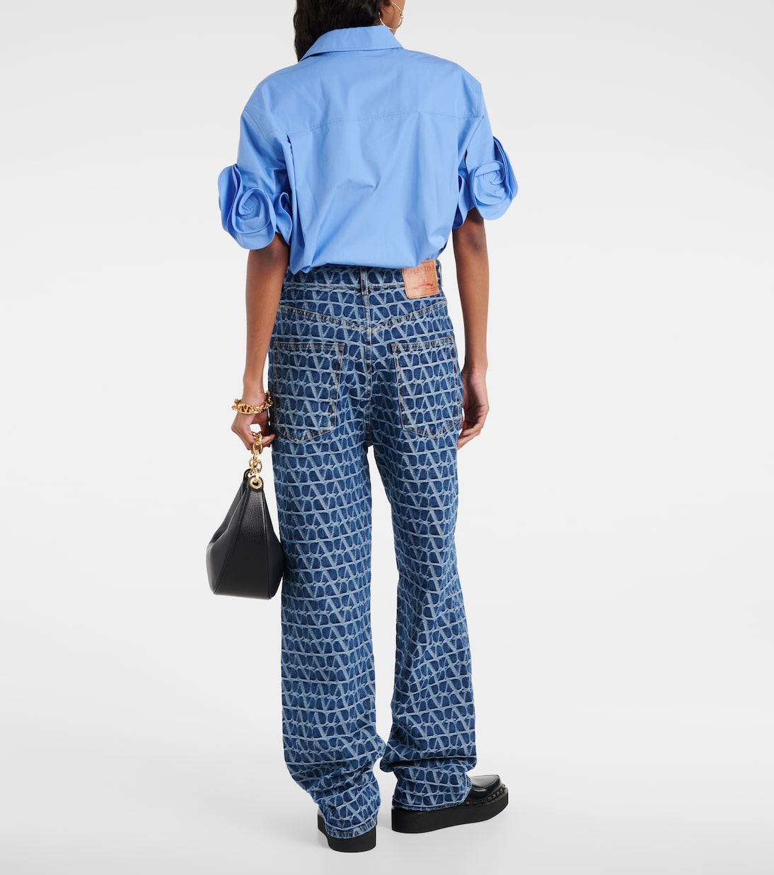 Toile Iconographe wide-leg jeans in blue - Valentino | Mytheresa 