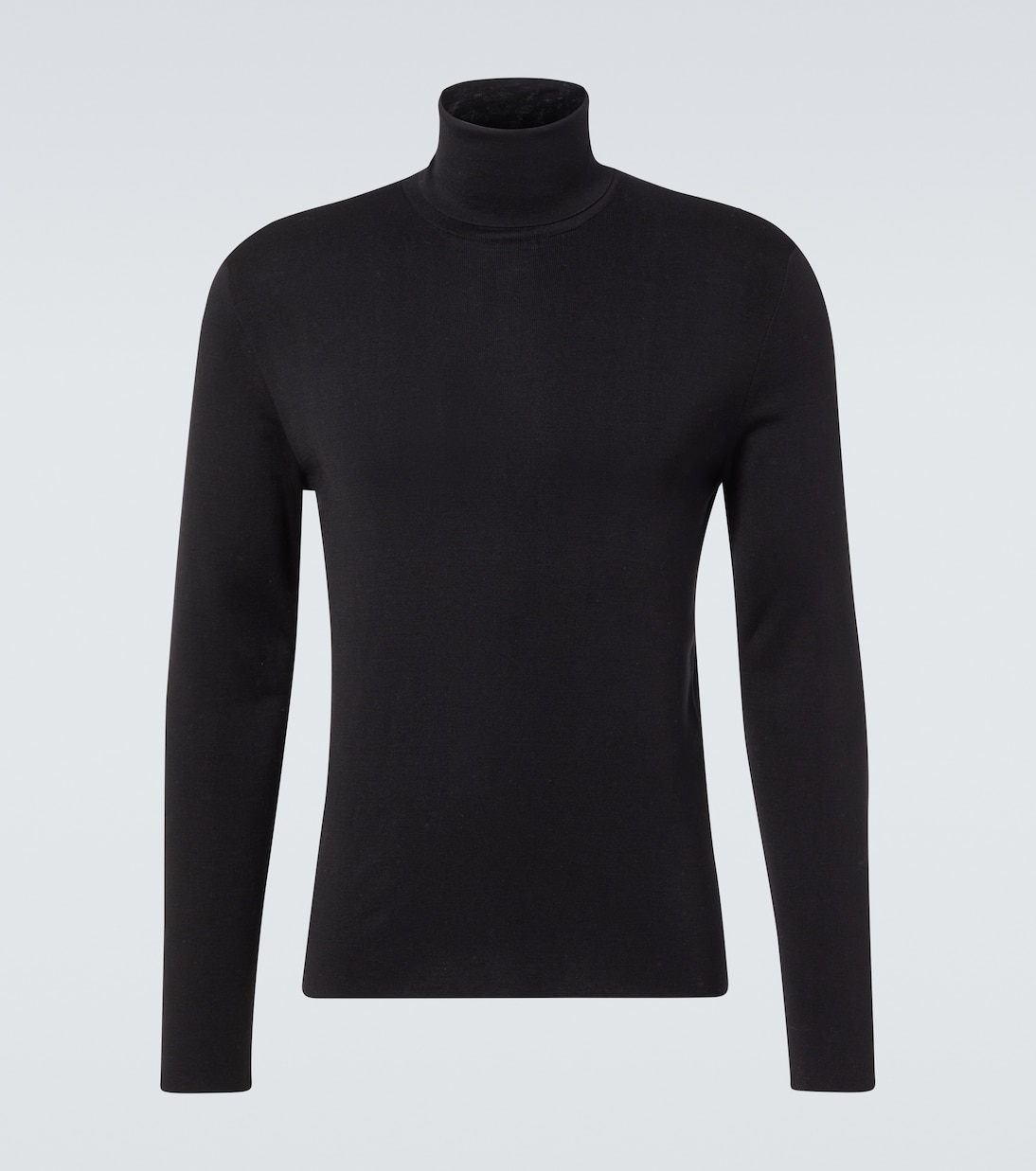 Wool and silk long sleeves turtleneck shirt with Leavers lace 7408
