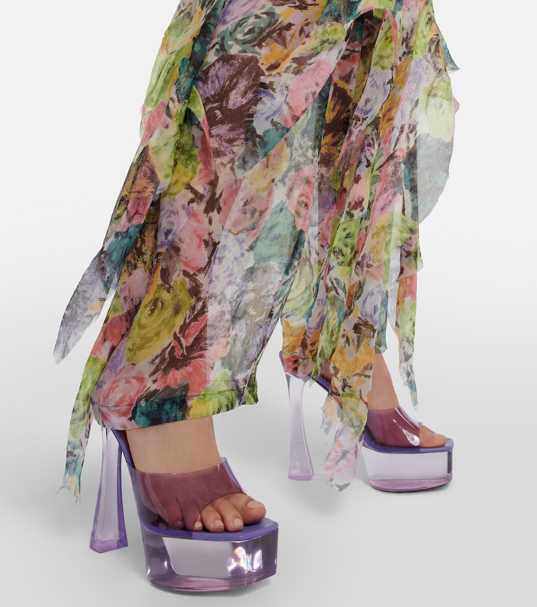 Dalida Glass PVC platform mules in purple - Amina Muaddi | Mytheresa