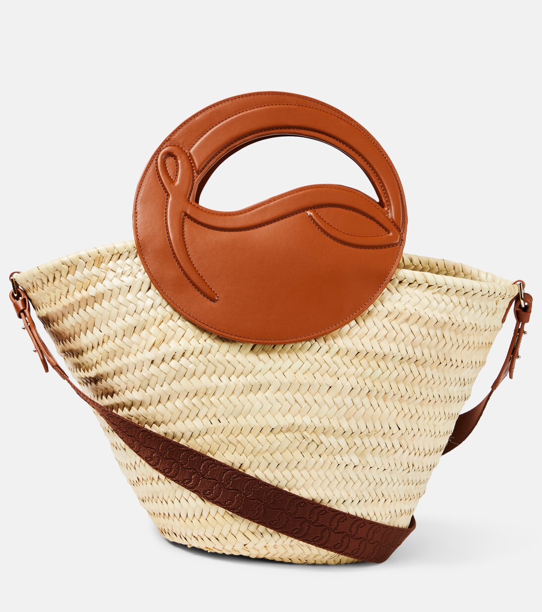 Biloumoon straw and leather basket bag in multicoloured Christian