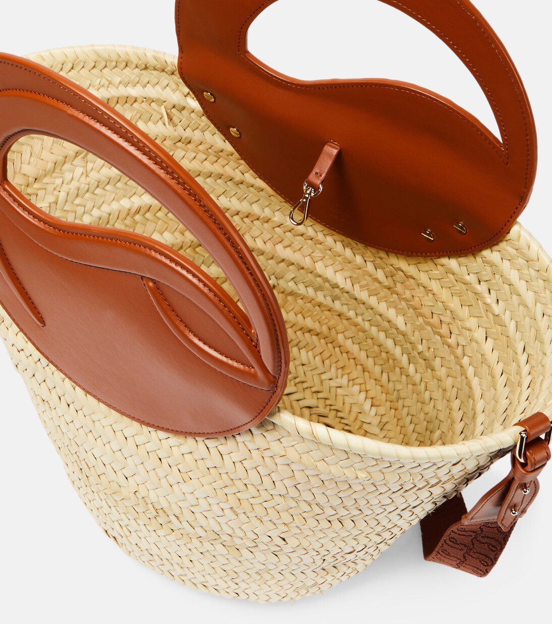 Biloumoon straw and leather basket bag in multicoloured Christian