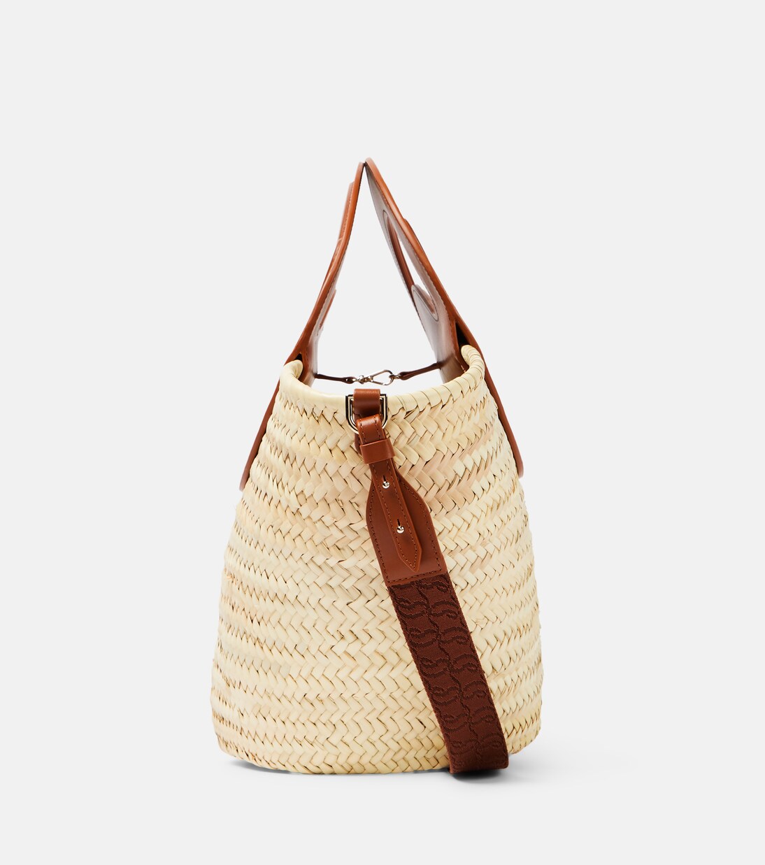 Biloumoon straw and leather basket bag in multicoloured Christian