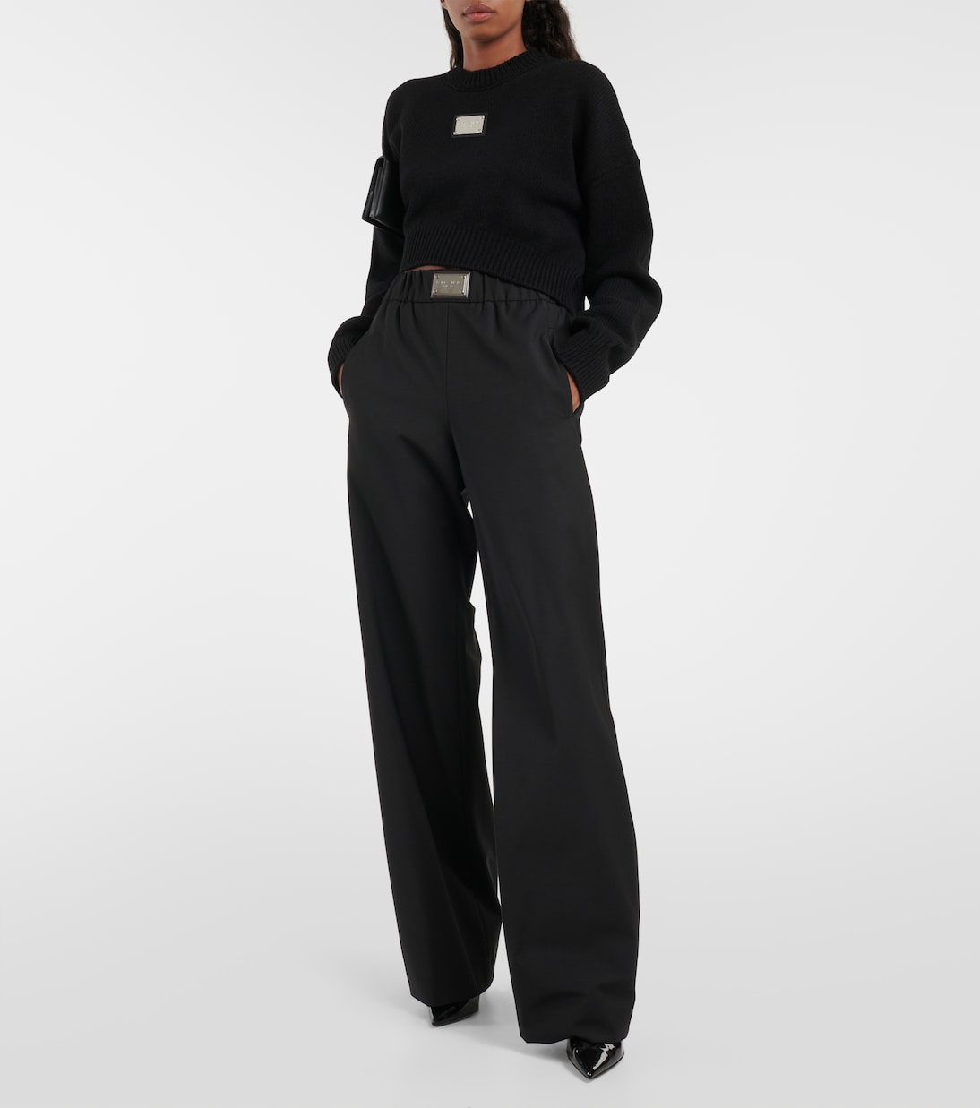 Dolce & Gabbana Black Wool High Waist Tapered Pants