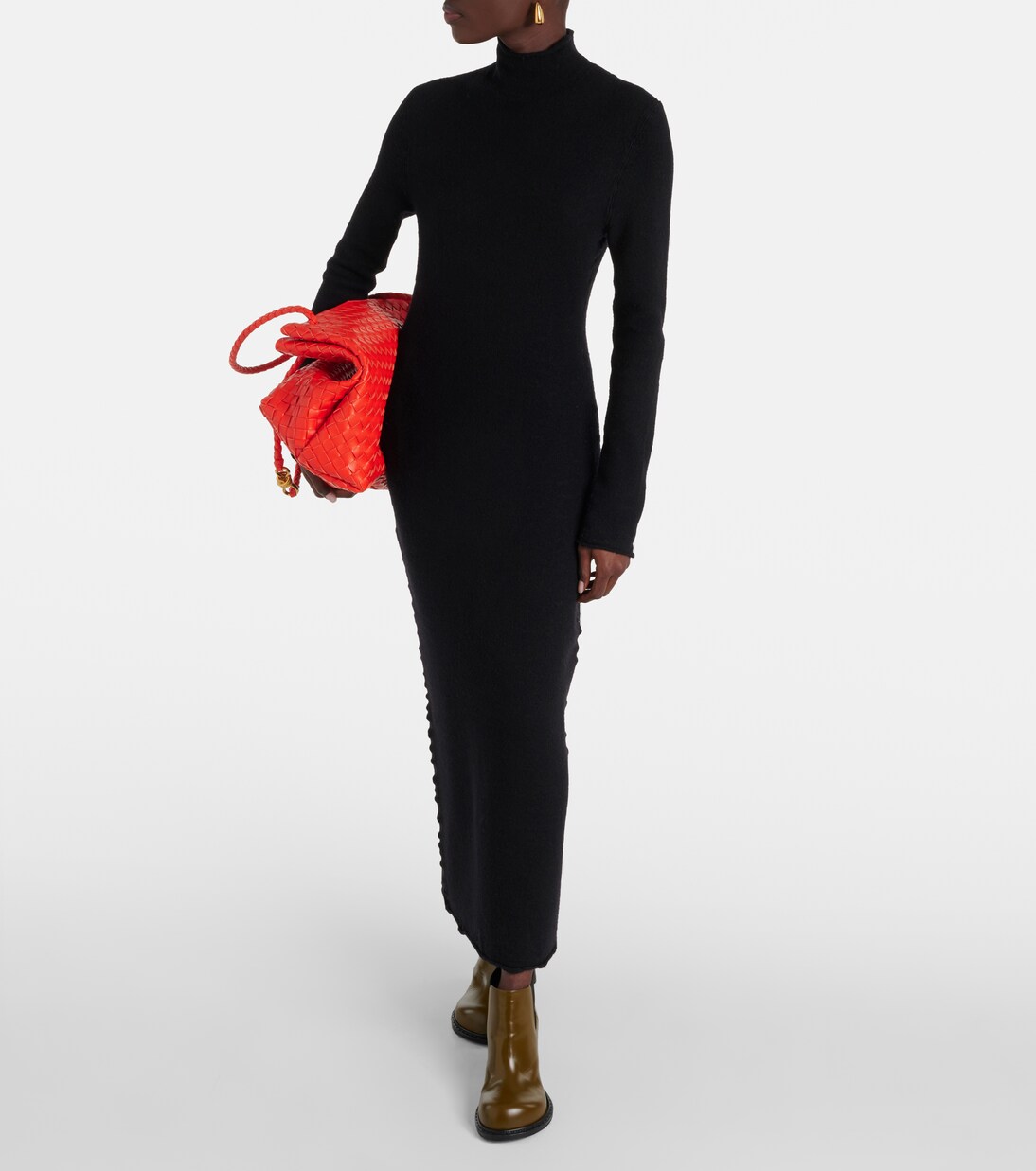 Knitted wool maxi dress in black - Bottega Veneta | Mytheresa
