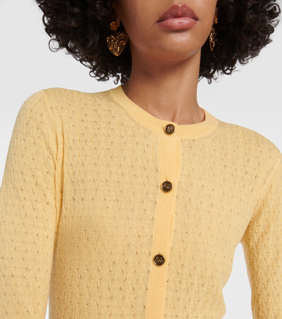 Embroidered Fiorellini Cardigan, Yellow main image 0