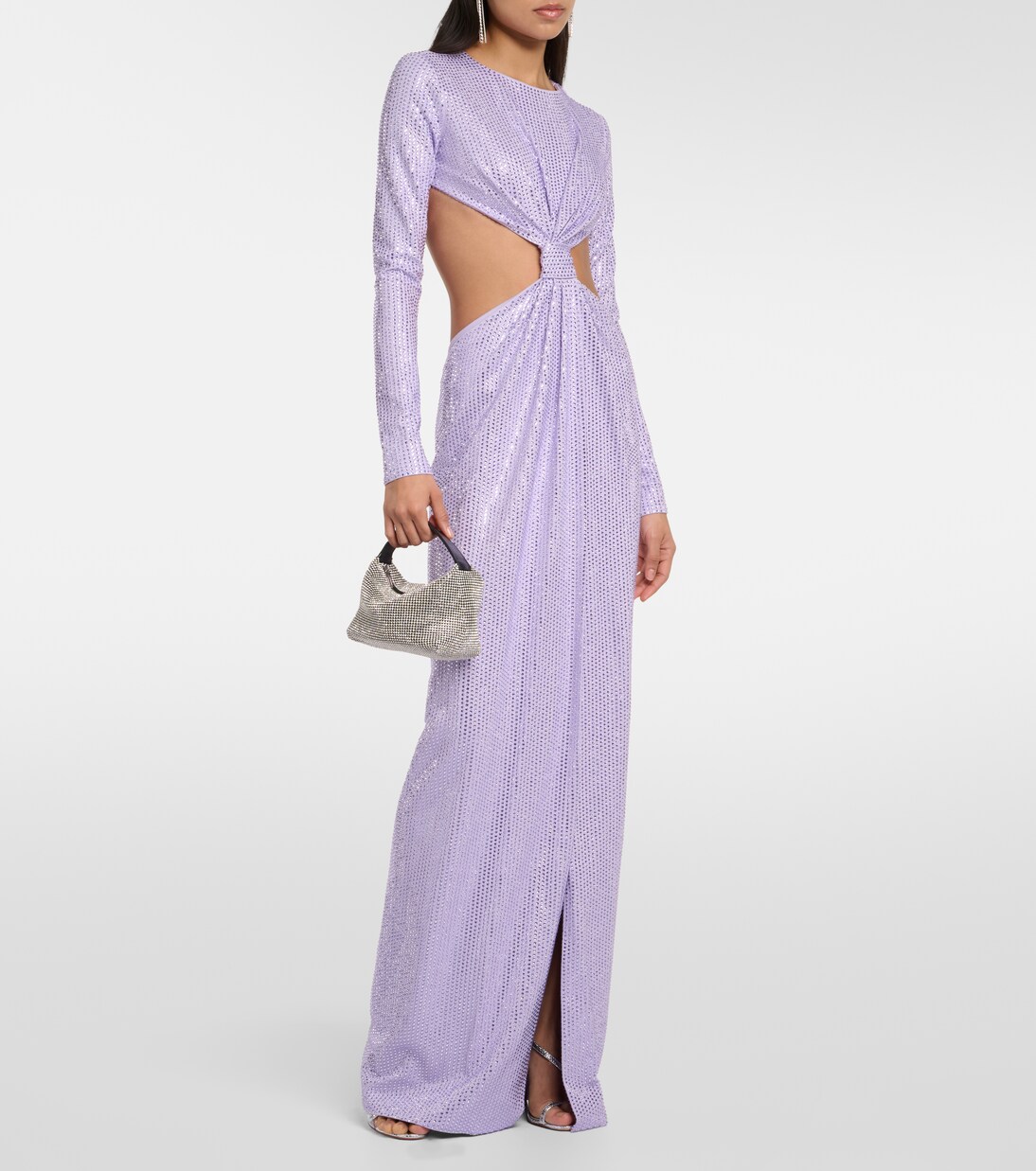 Trisa Crystal Embellished Cutout Maxi Dress - Purple