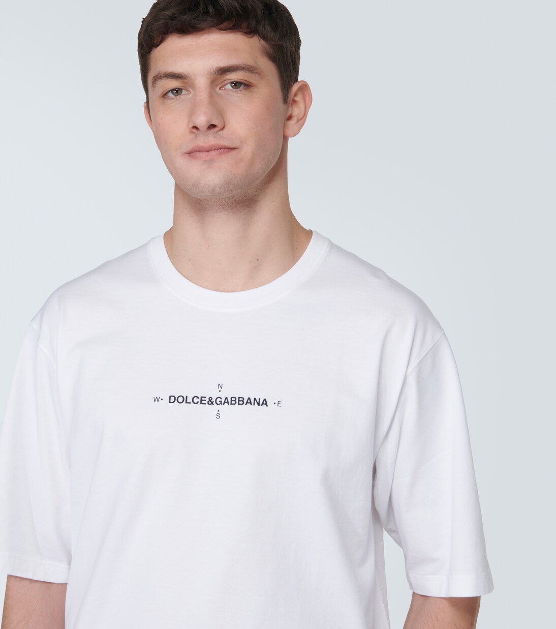 Dolce & Gabbana White Cotton Logo Embossed Crew Neck T-shirt main image 1