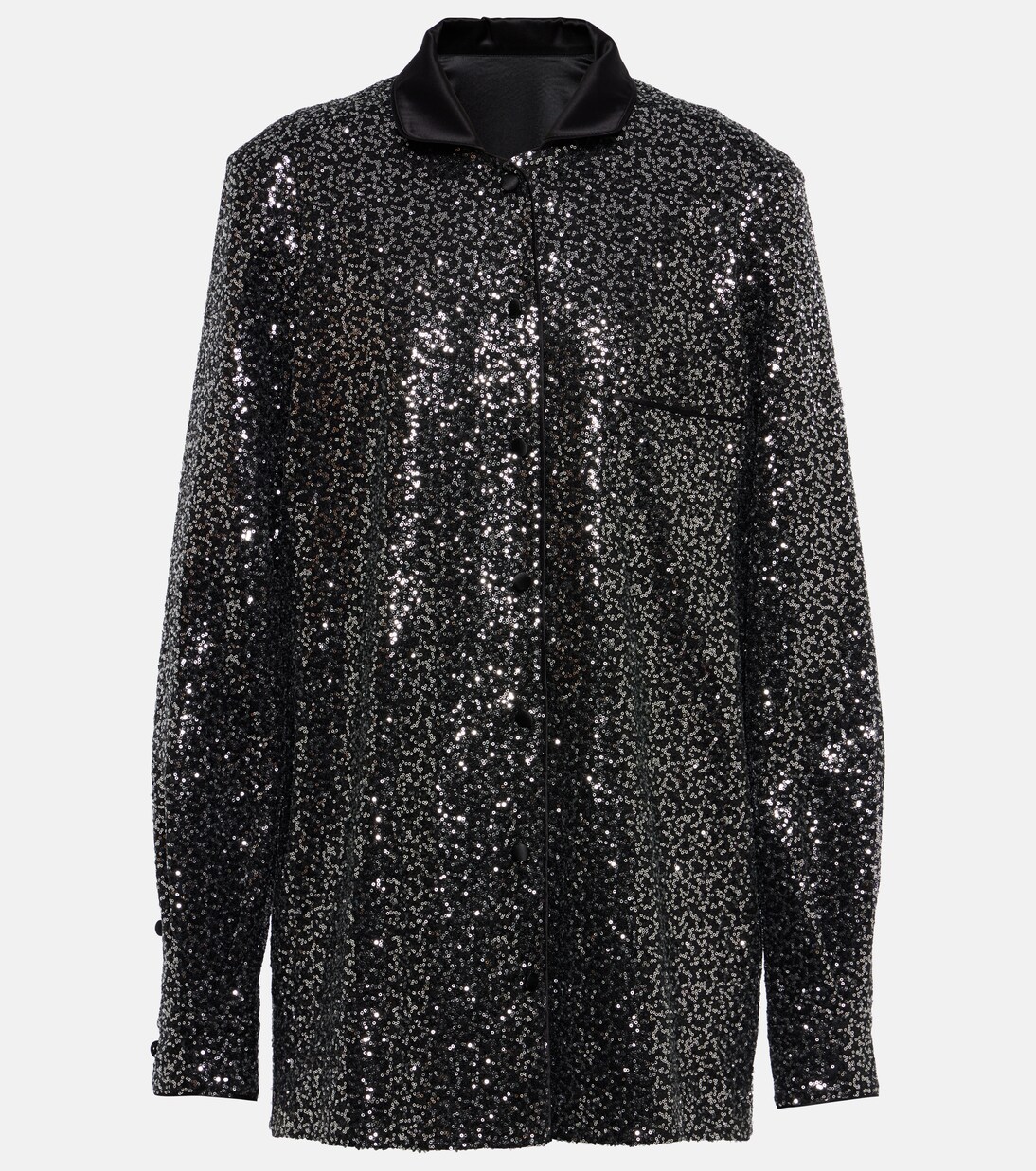 Dolce & Gabbana White Sequined Key Silk Blouse T-shirt Top