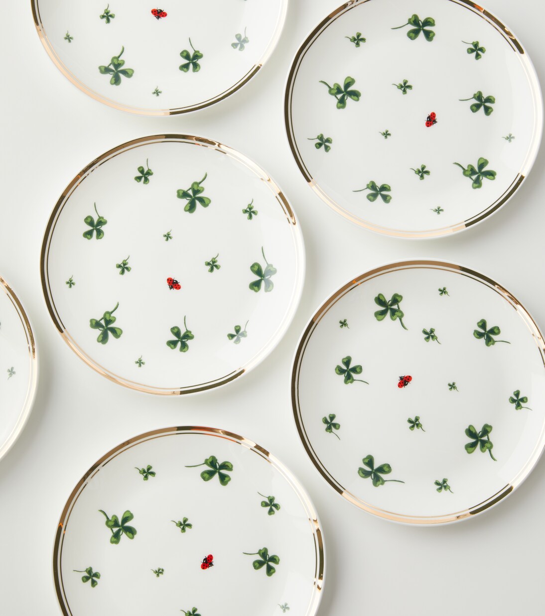 Cloverleaf and Ladybird set of 6 plates in multicoloured Bitossi