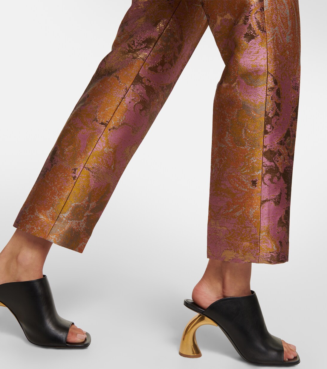 Printed metallic mid-rise straight pants in multicoloured - Dries  