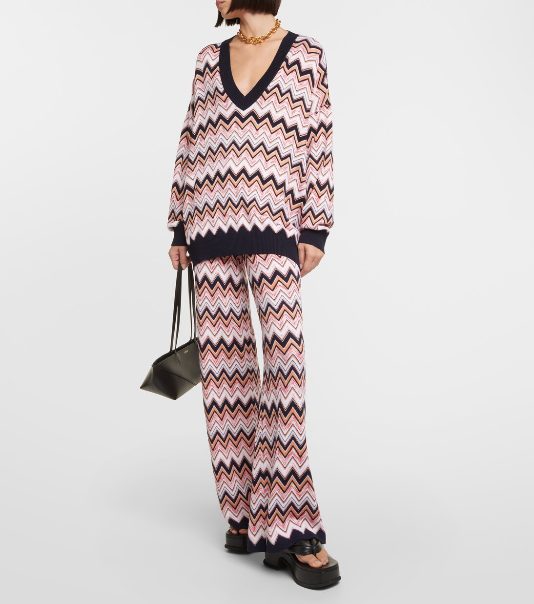 Weite High-Rise-Hose aus Häkelstrick in Multicolor - Missoni