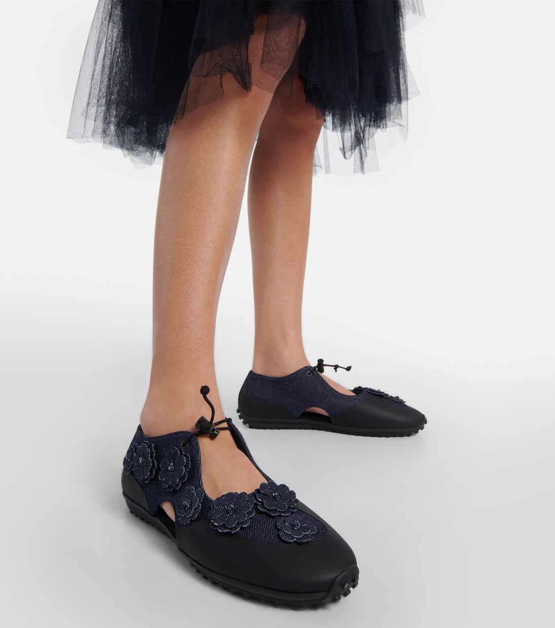 Shay floral-appliqué denim flats in blue - Cecilie Bahnsen | Mytheresa