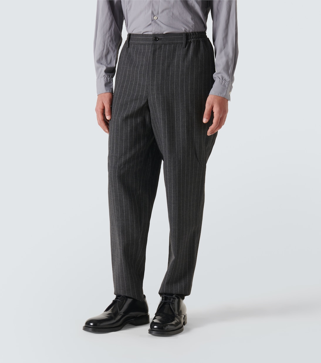 Pinstripe tailored wool pants in grey - Comme Des Garcons 
