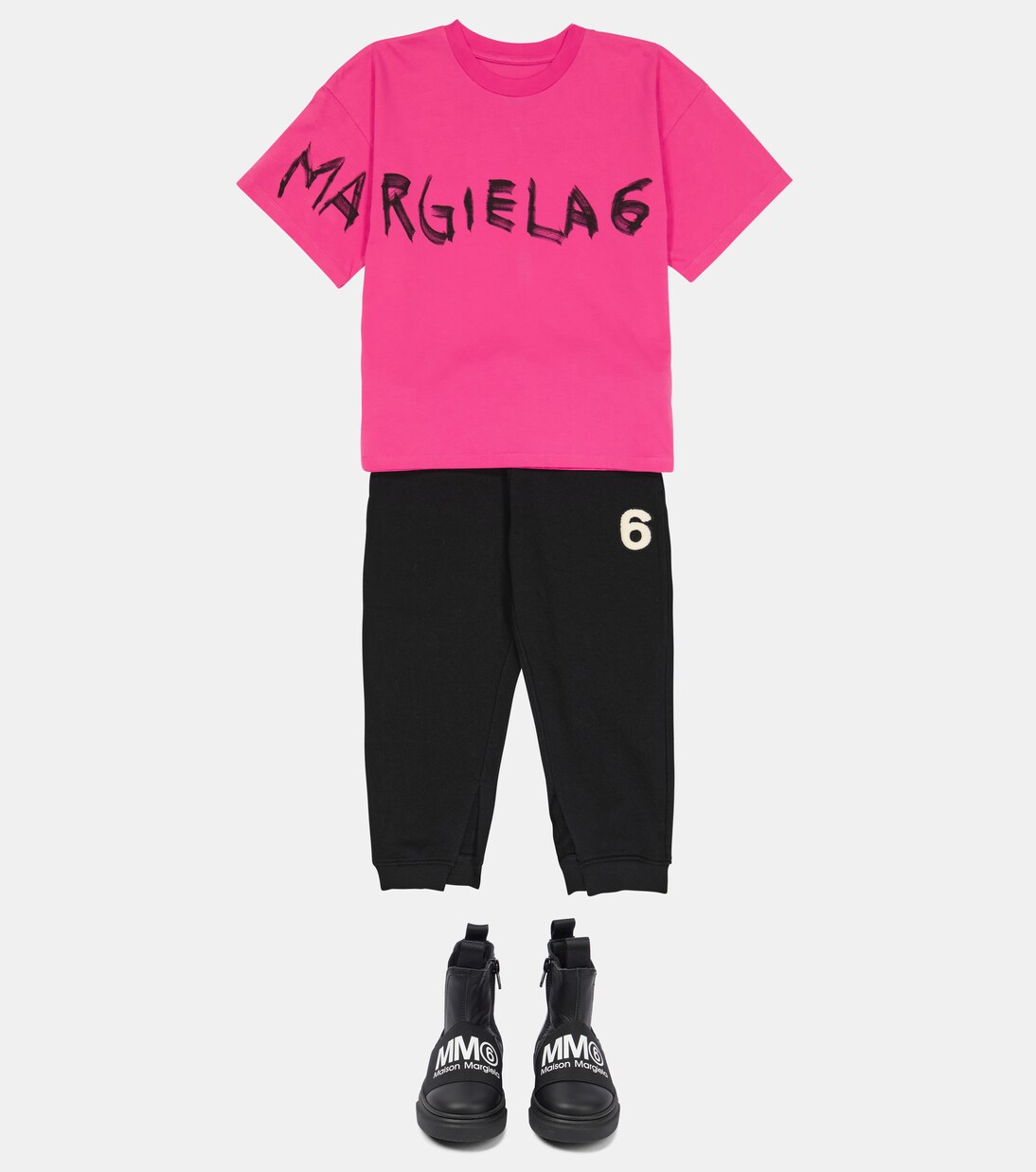 Cotton jersey sweatpants in black - MM 6 Maison Margiela Kids 