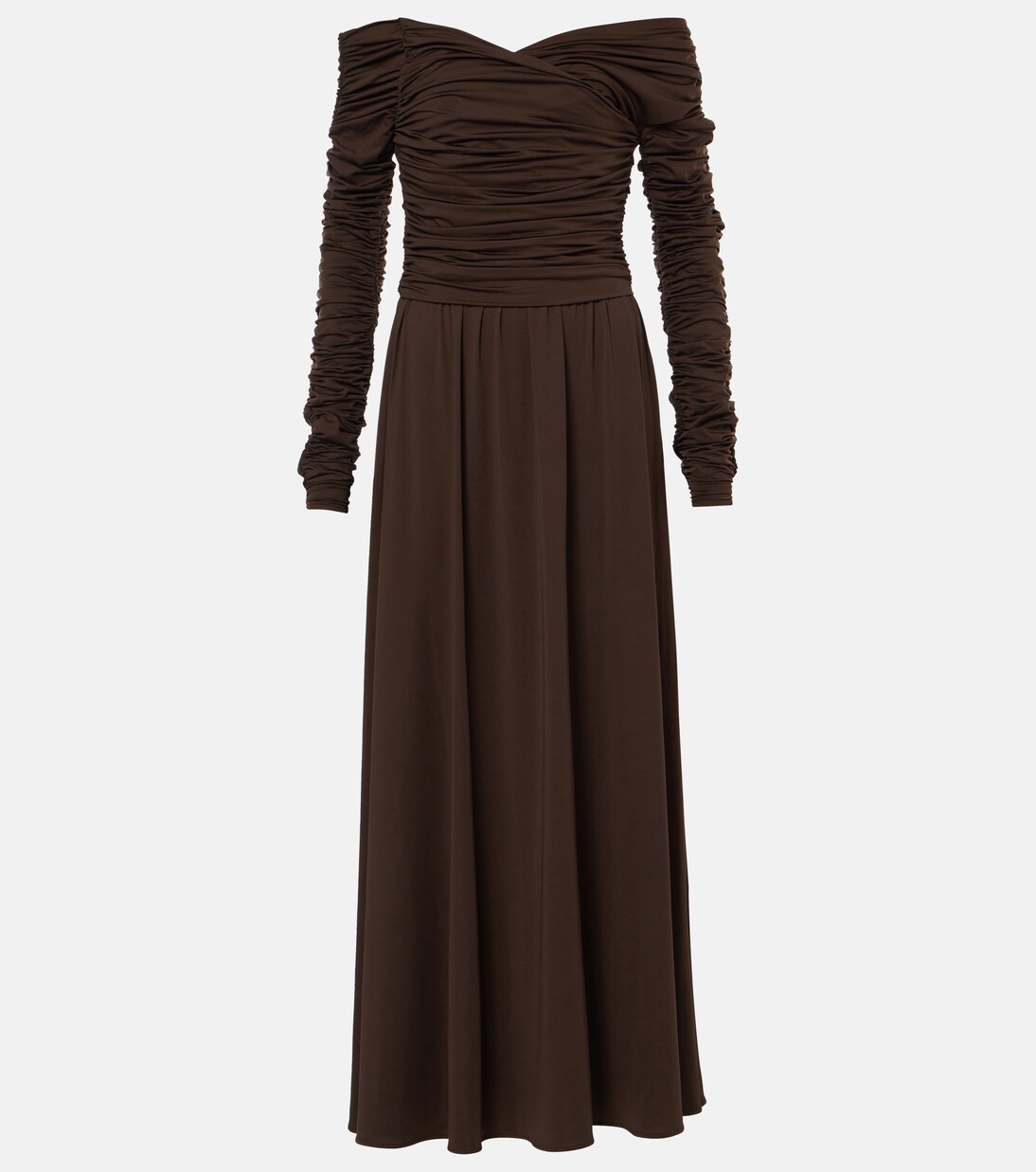 Charlotte off-shoulder jersey maxi dress in brown - Altuzarra  