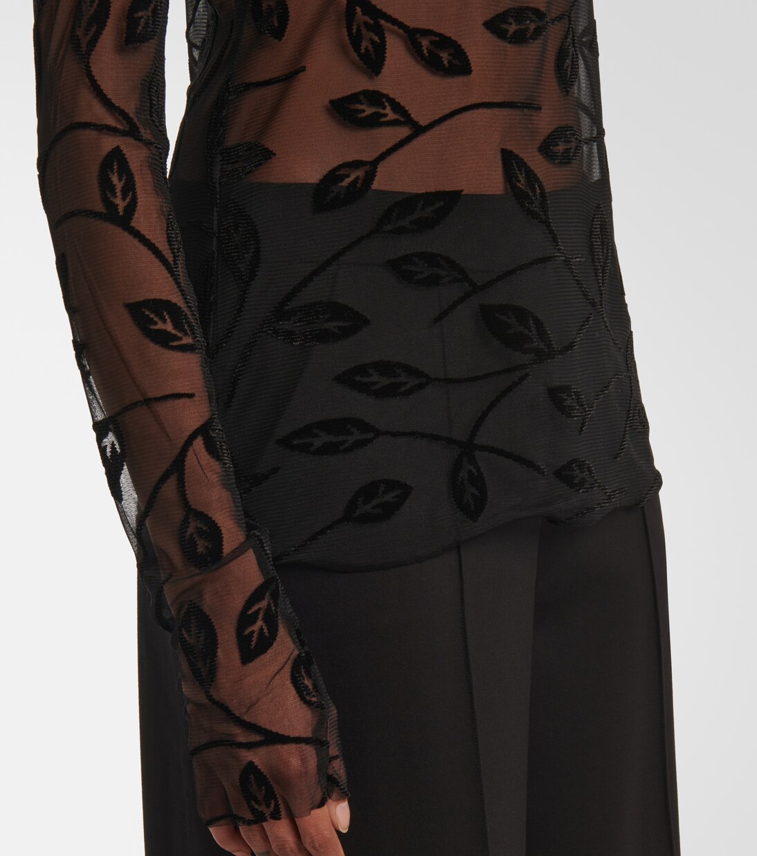 Sheer Turtleneck Top Black