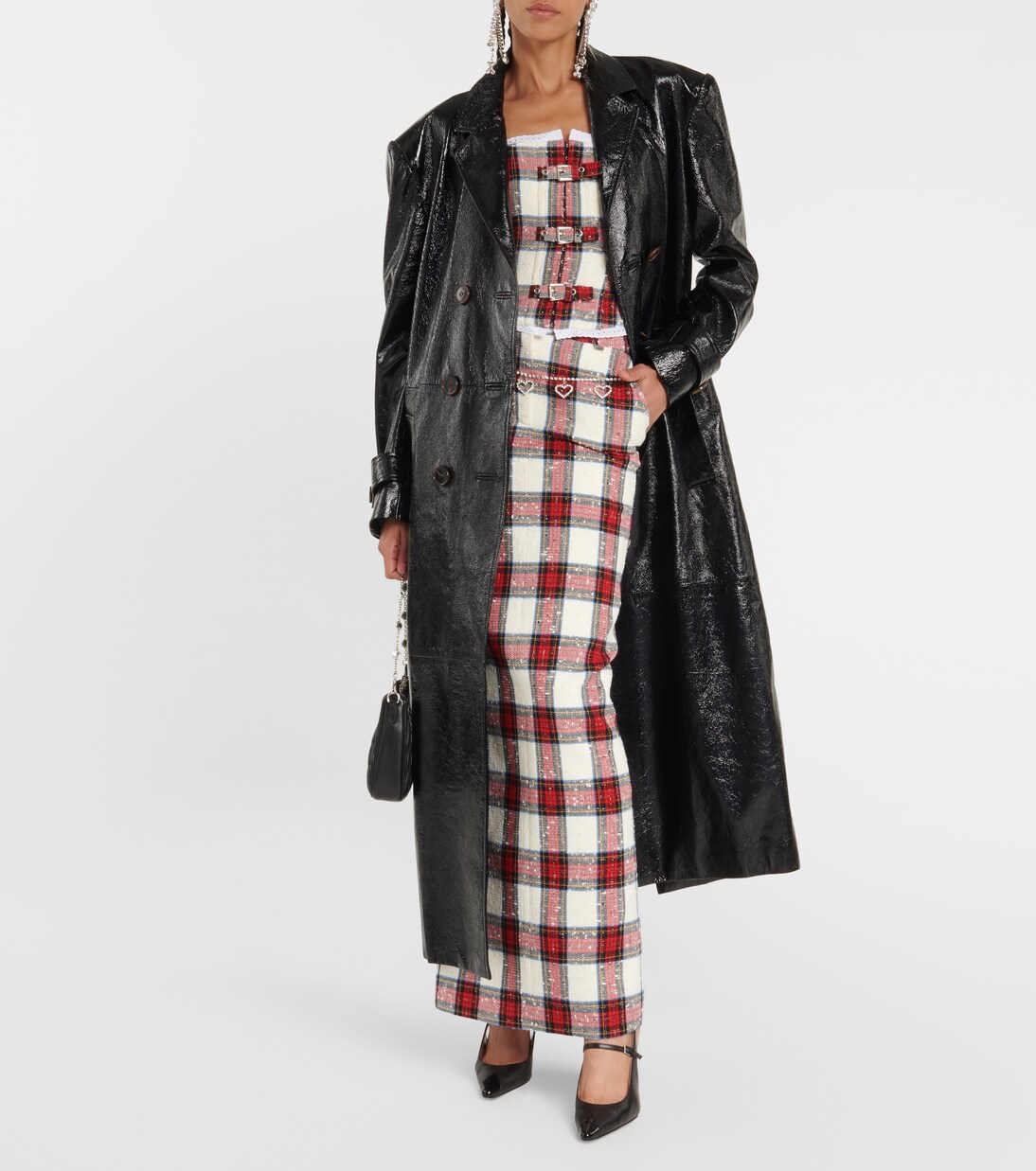 Mantel aus Leder in Schwarz - Alessandra Rich | Mytheresa