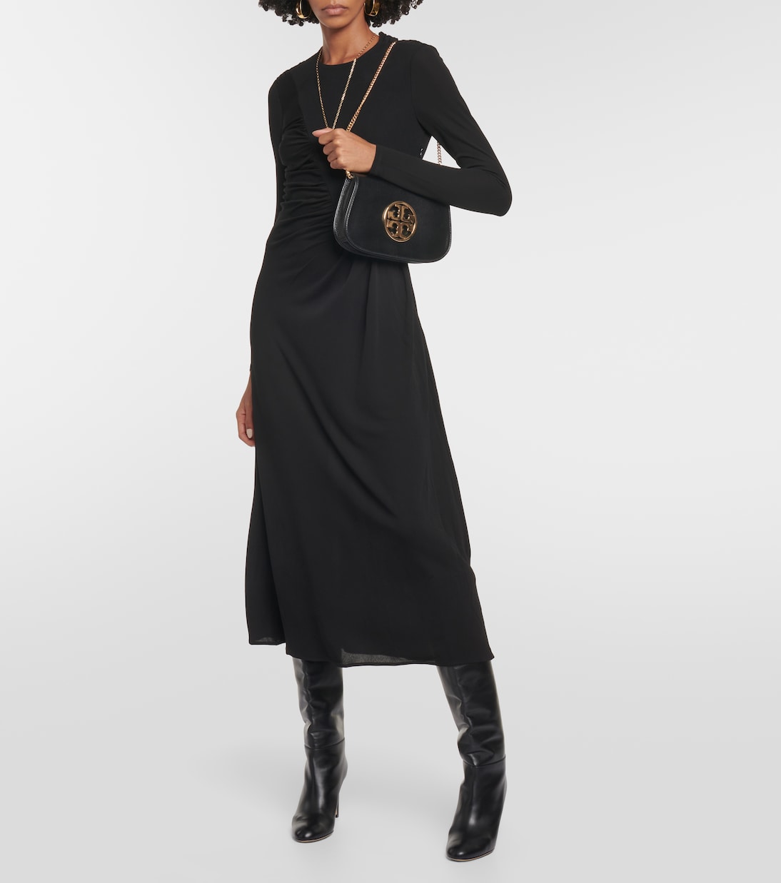 Tory Burch Women's Asymmetrical Midi Dress Brown