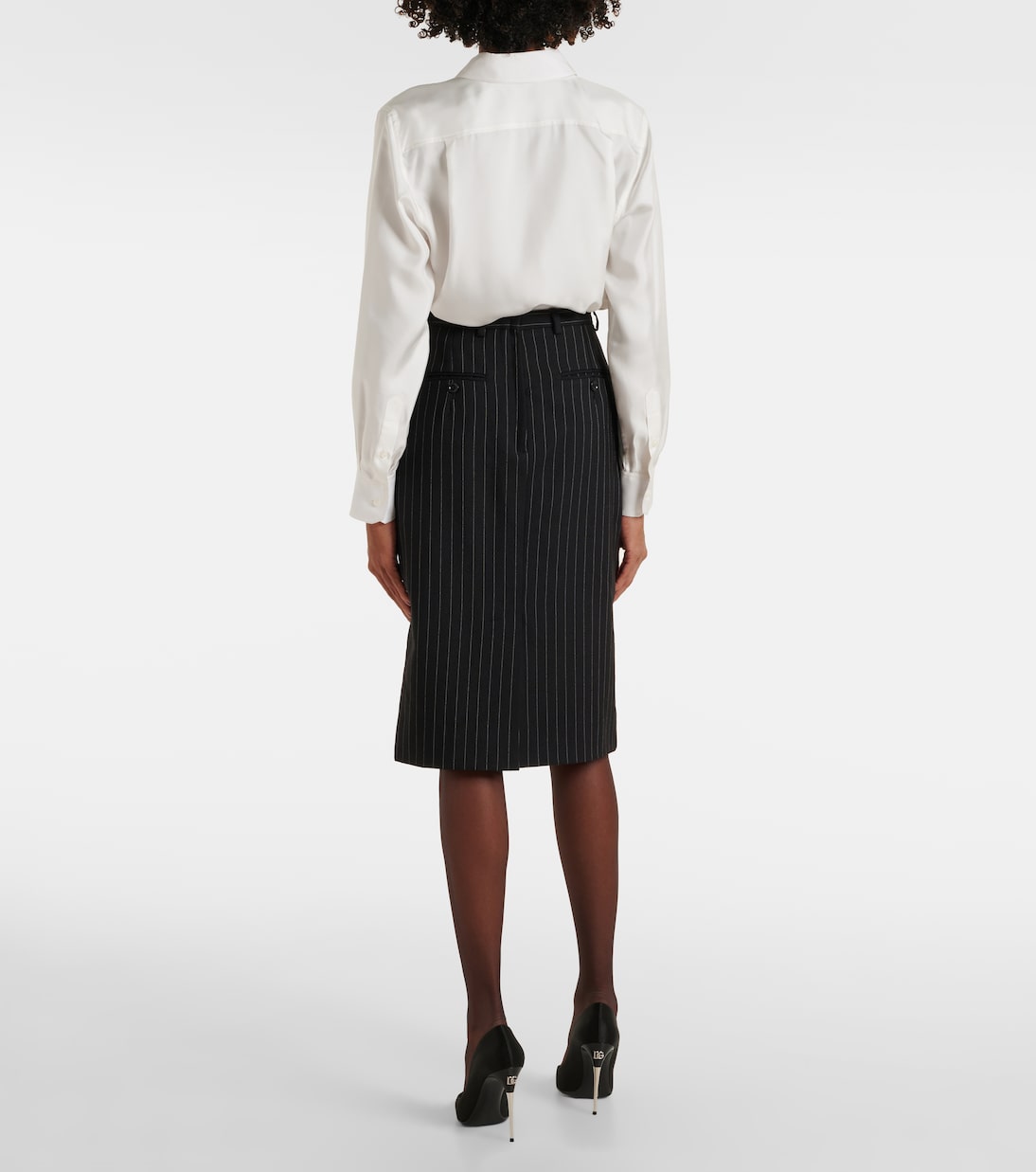 Dolce & Gabbana Gray Wool High Waist A-line PIECE Skirt