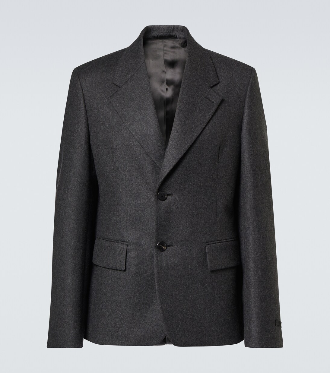 Single breasted wool blazer in grey Prada Mytheresa