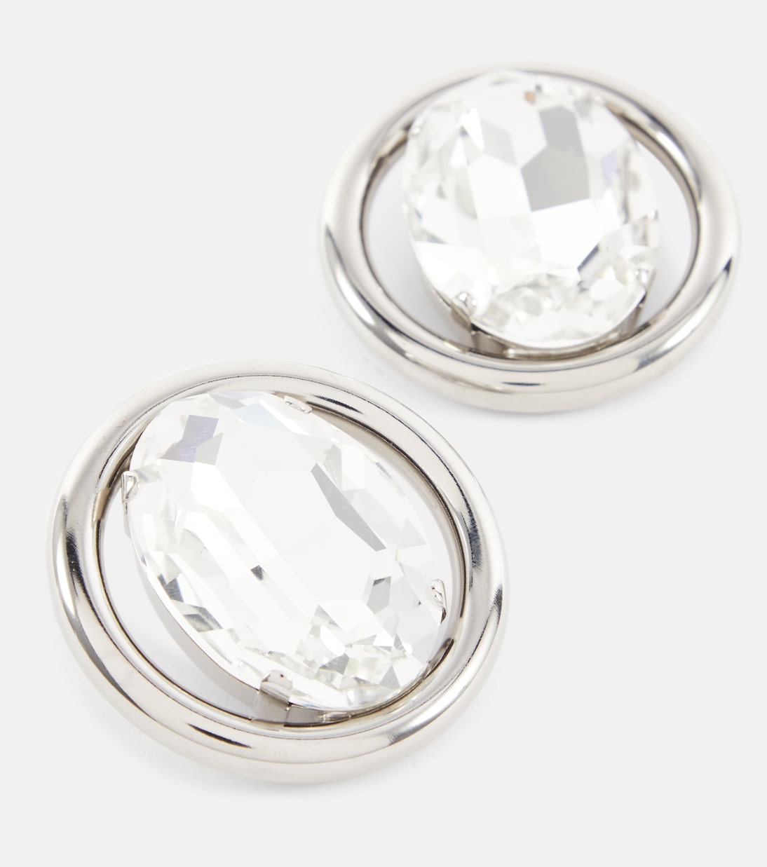 Embellished clip-on earrings in silver - Alessandra Rich | Mytheresa