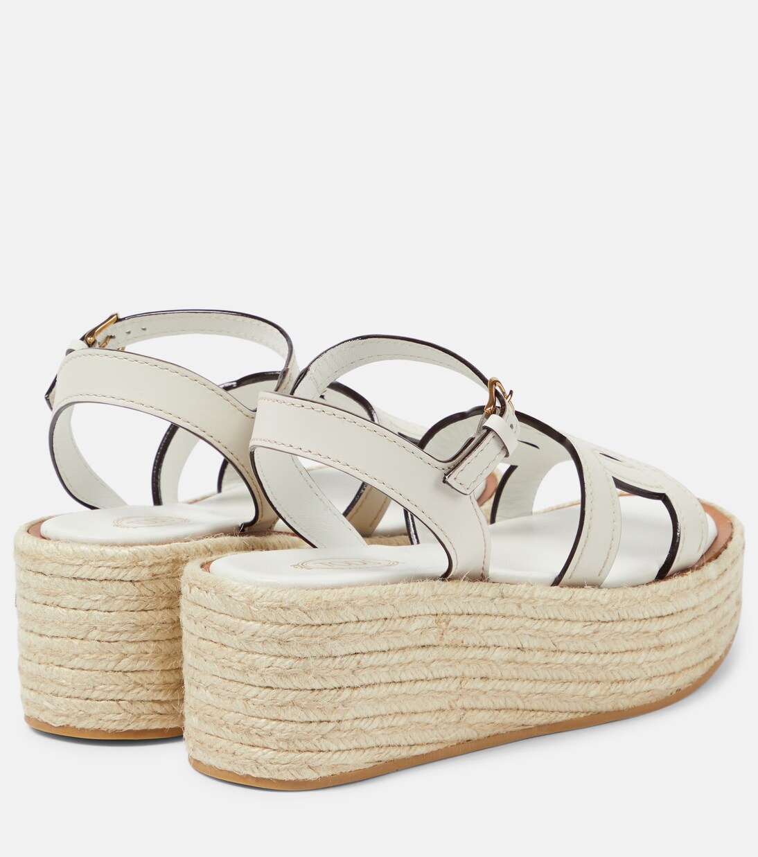 Kate leather espadrille wedges in white Tods Mytheresa