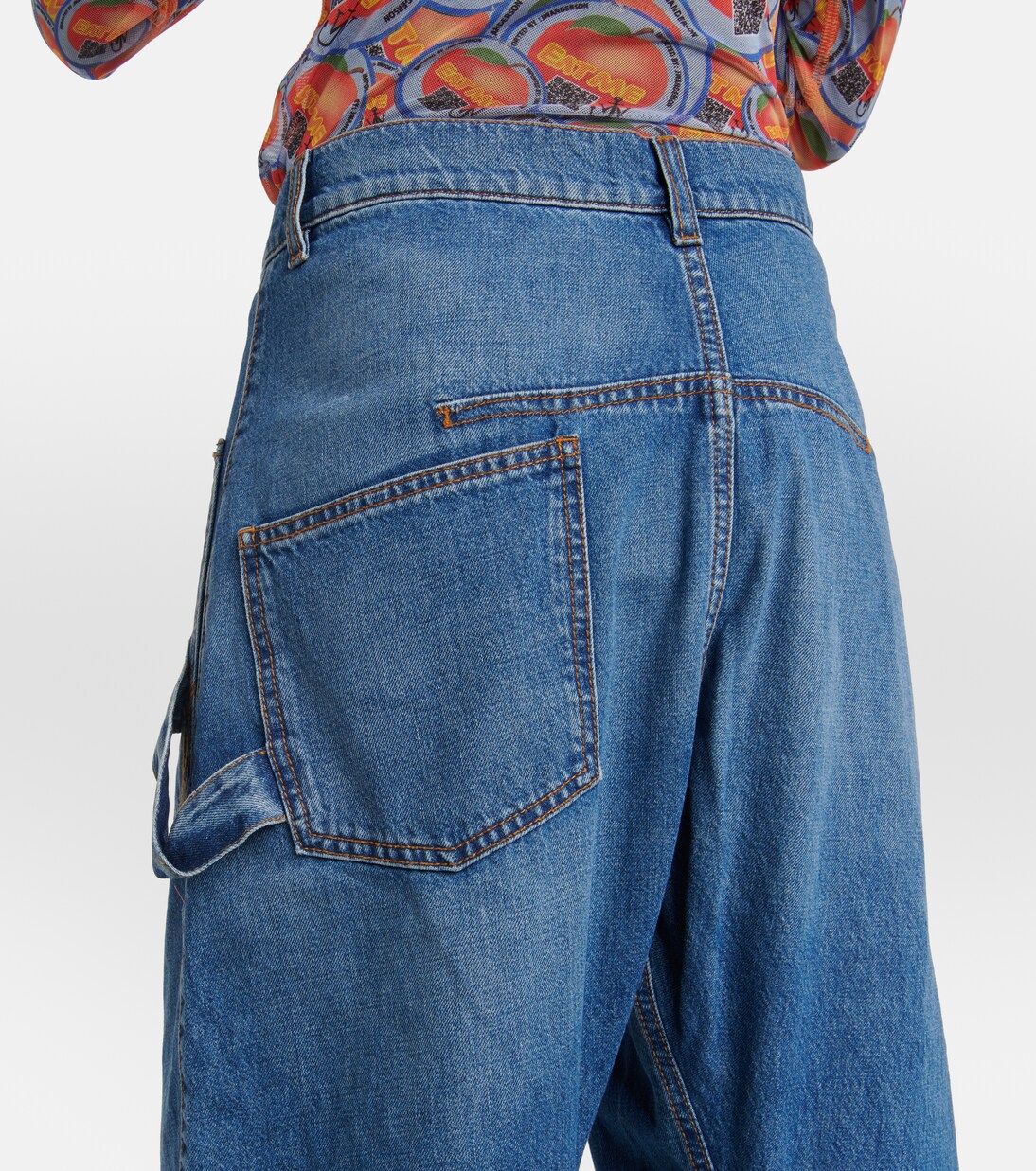 Twisted embroidered wide-leg jeans in blue - JW Anderson | Mytheresa